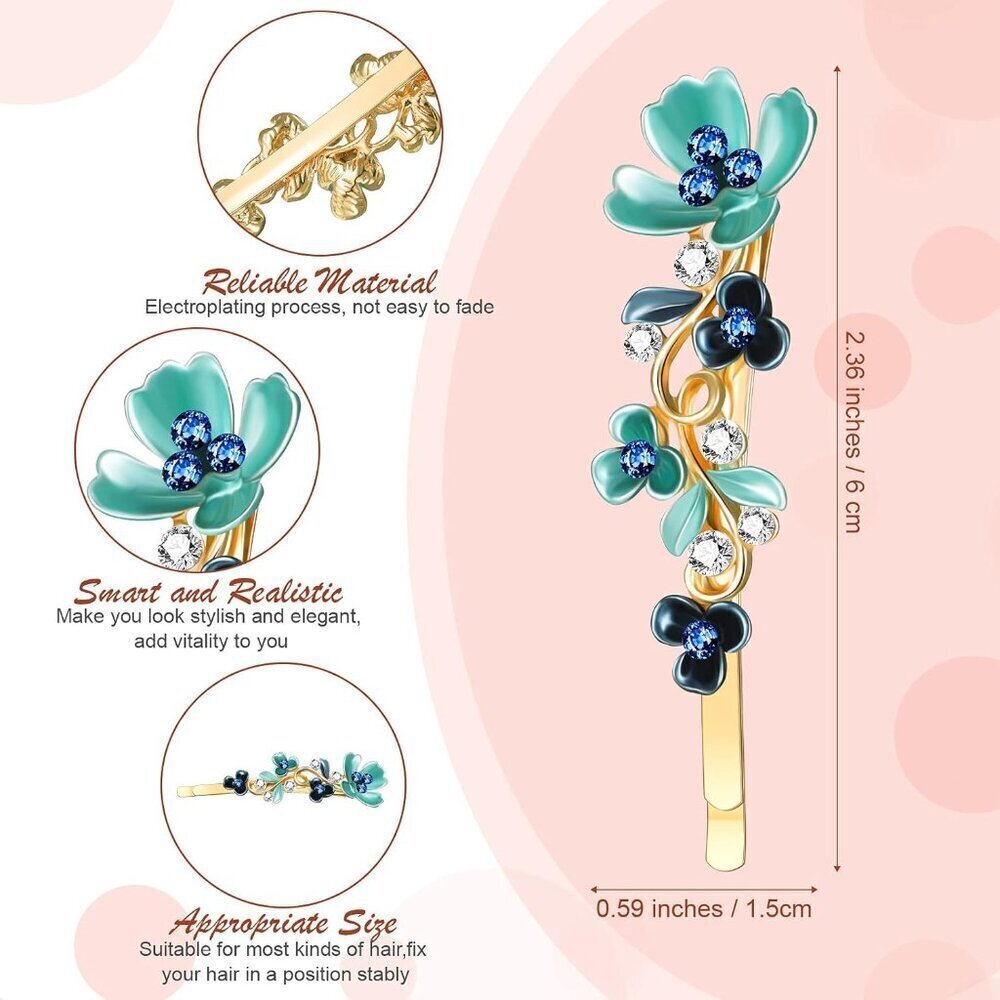 12 Pieces Vintage Flower Hair Pins Women Barrette Bobby Pins Decorative Metal Go - Picture 3 of 6